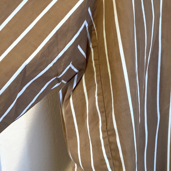 NEW Faithfull the Brand oversized brown white stripe cotton button down Shirt XL - Picture 8 of 16